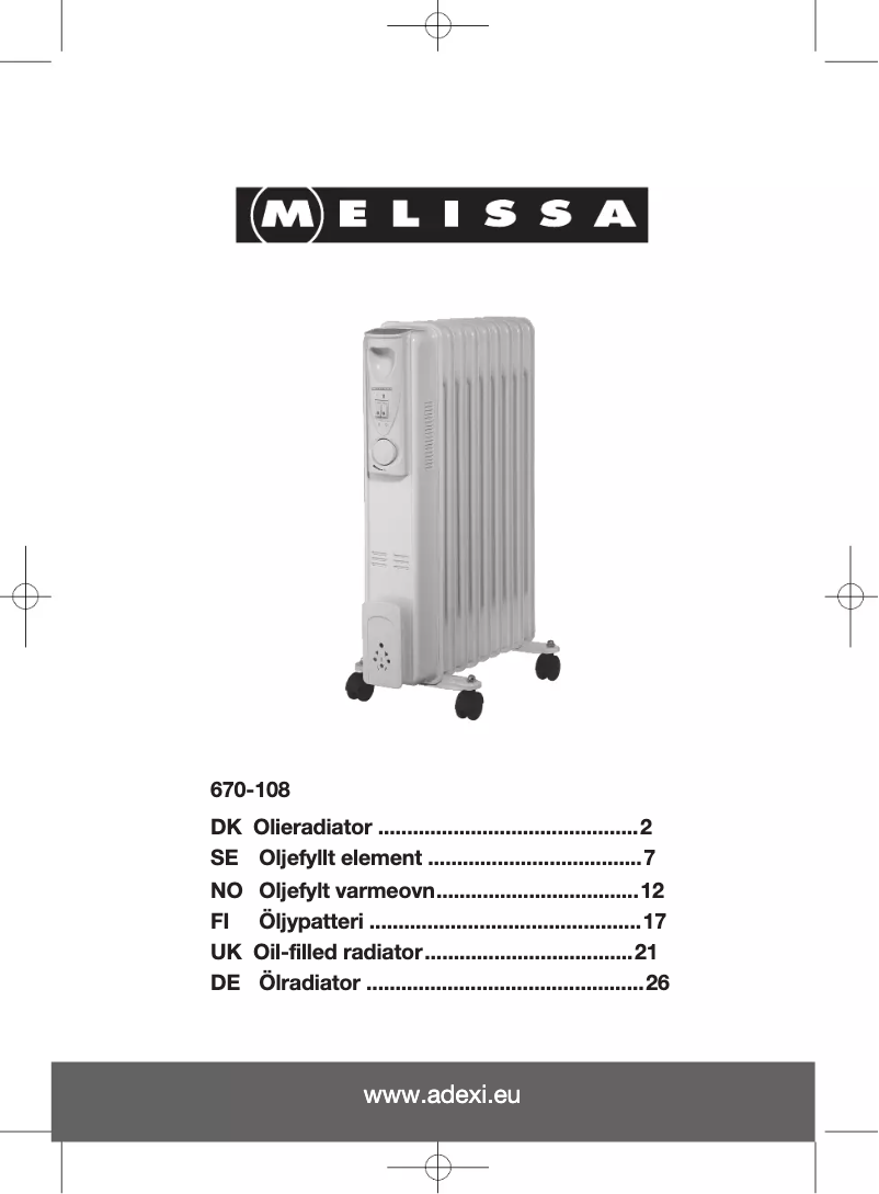 Page 1 de la notice Manuel utilisateur Melissa 670108