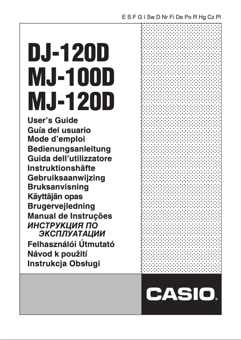 Image de la première page du manuel de l'appareil MJ-100D