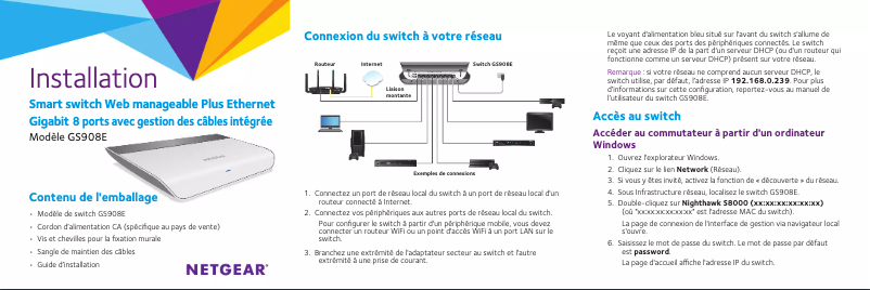 Page n°1 - Guide d'installation Netgear GS908E