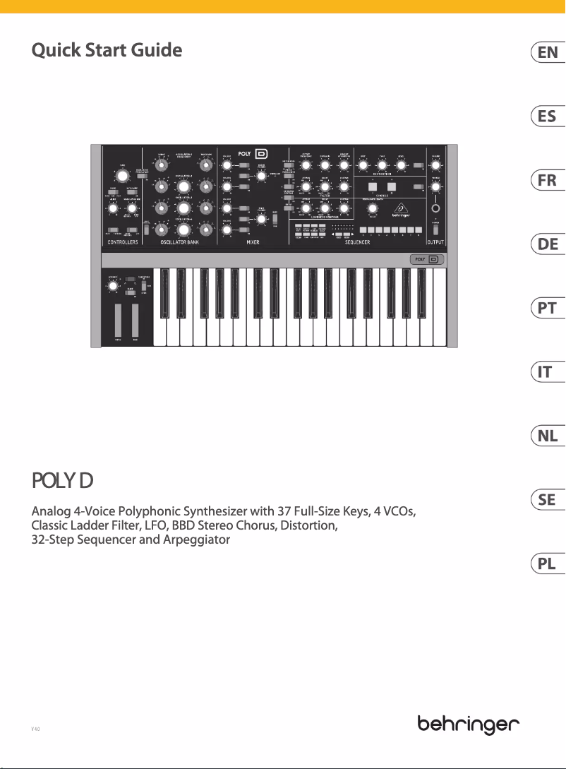 Página 1 del manual Guía de inicio rápido Behringer Poly D