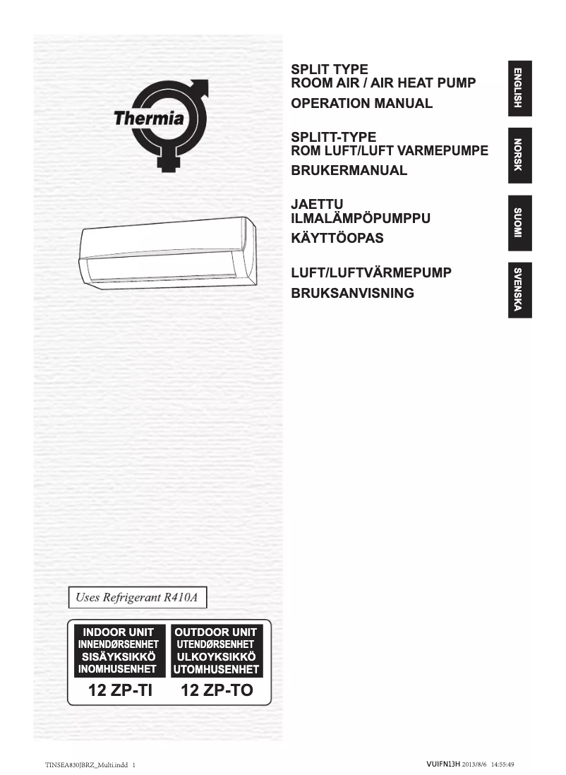 Page 1 de la notice Manuel utilisateur Thermia Aura