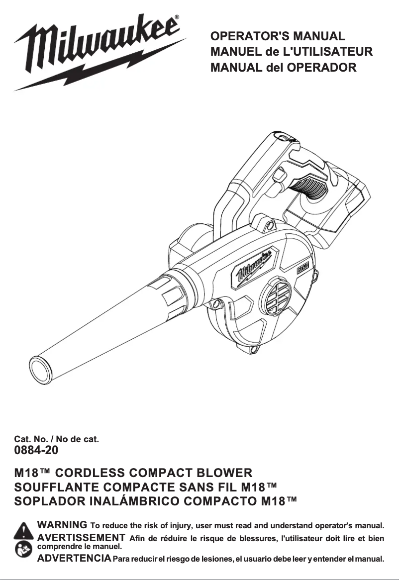Page n°1 - Manuel utilisateur Milwaukee 0884-20