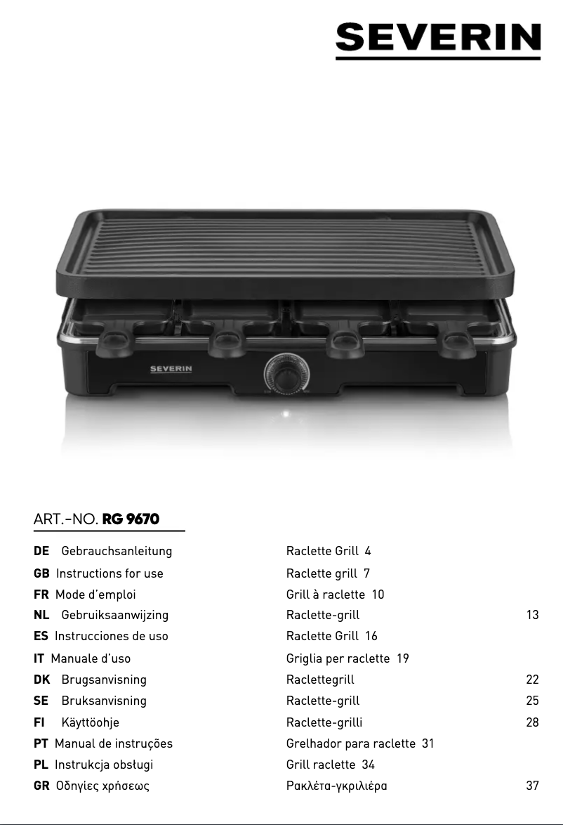 Page n°1 - Manuel utilisateur Severin RG 9670