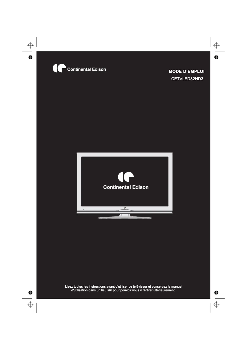 Page 1 de la notice Manuel utilisateur Continental Edison CETVLED32HD3