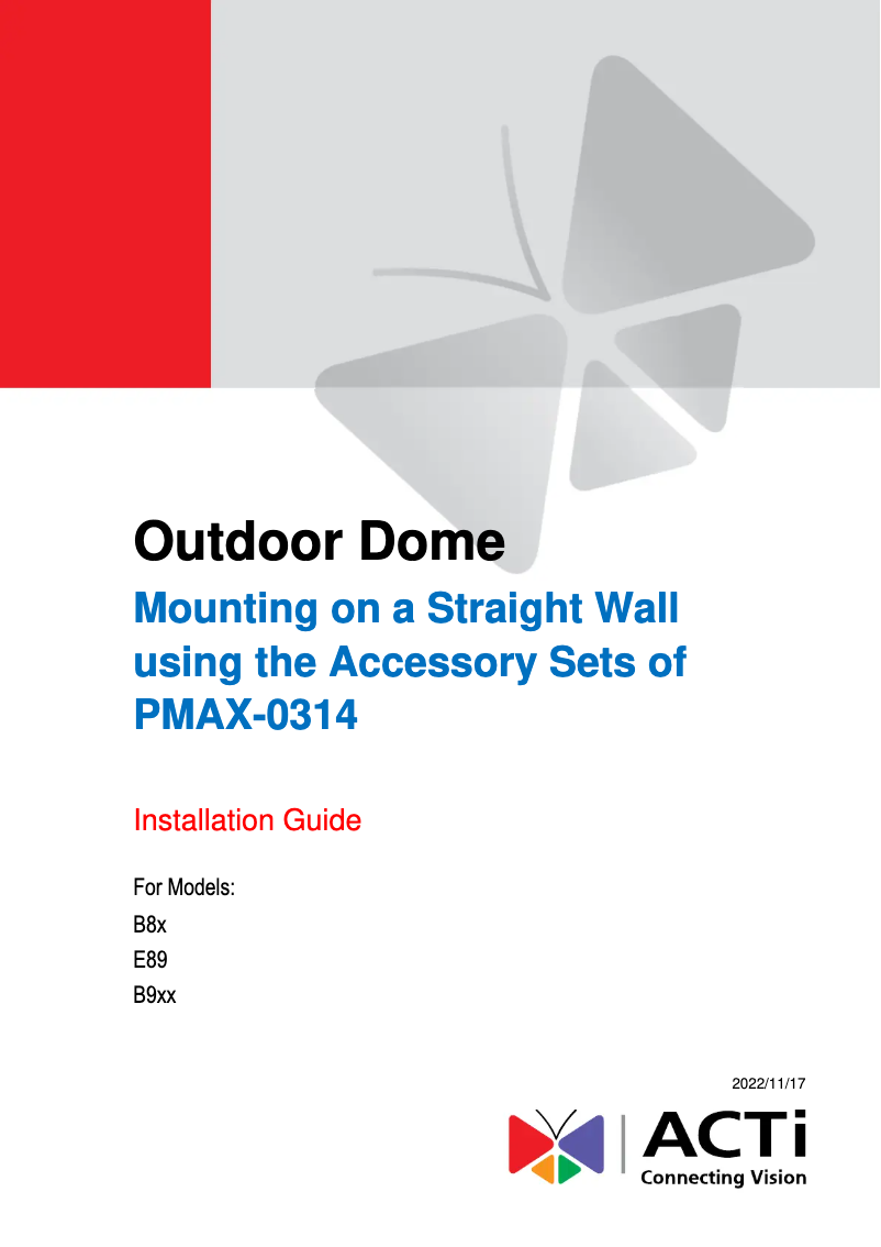 Page 1 de la notice Guide d'installation ACTi E89