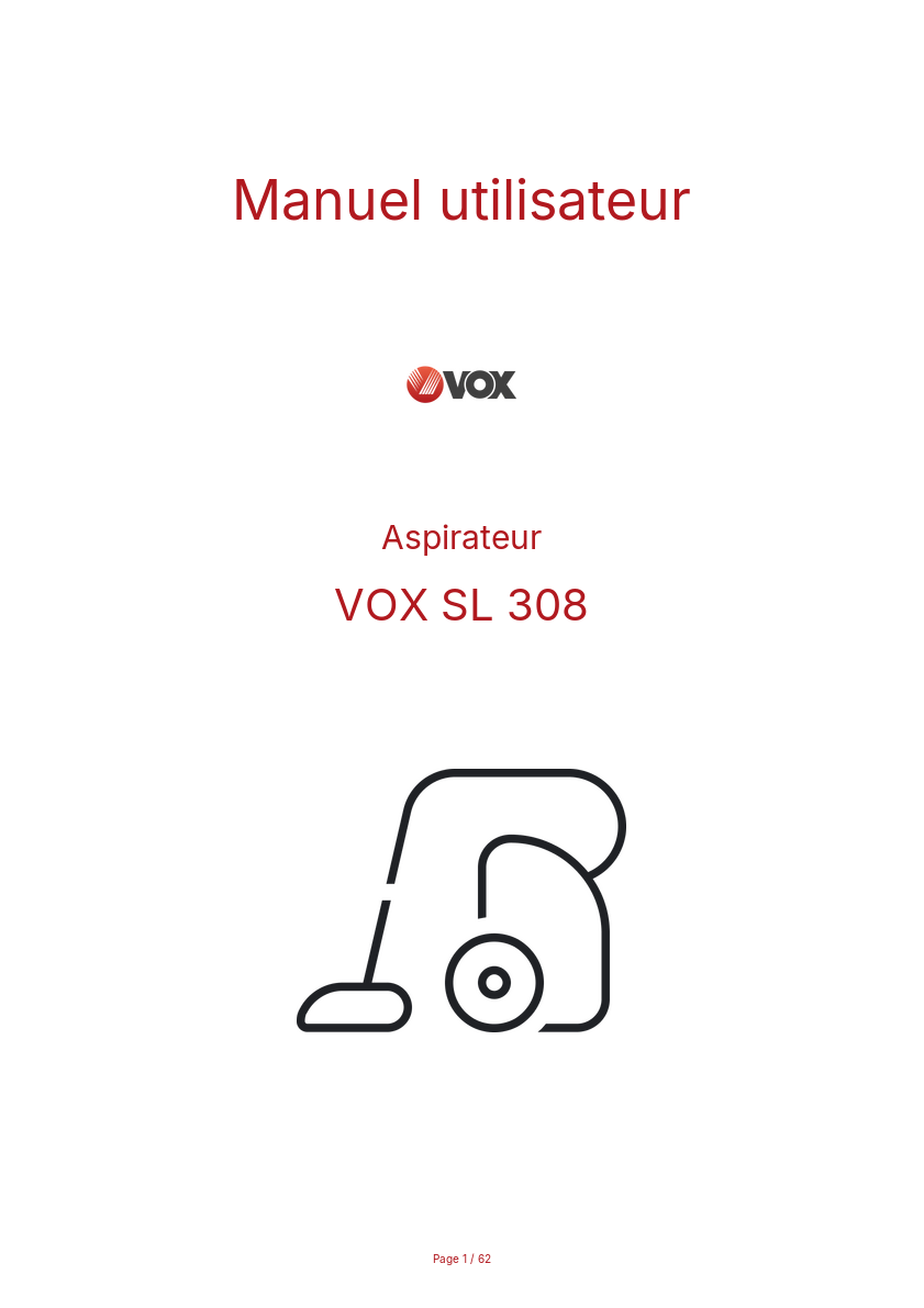 Image de la première page du manuel de l'appareil SL 308