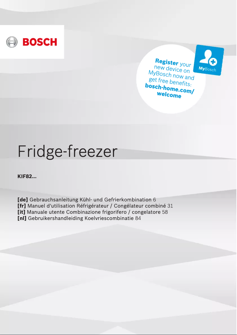 Page n°1 - Manuel utilisateur Bosch KIF82PFE0