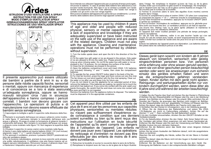 Page 1 de la notice Manuel utilisateur Ardes AR5F02P