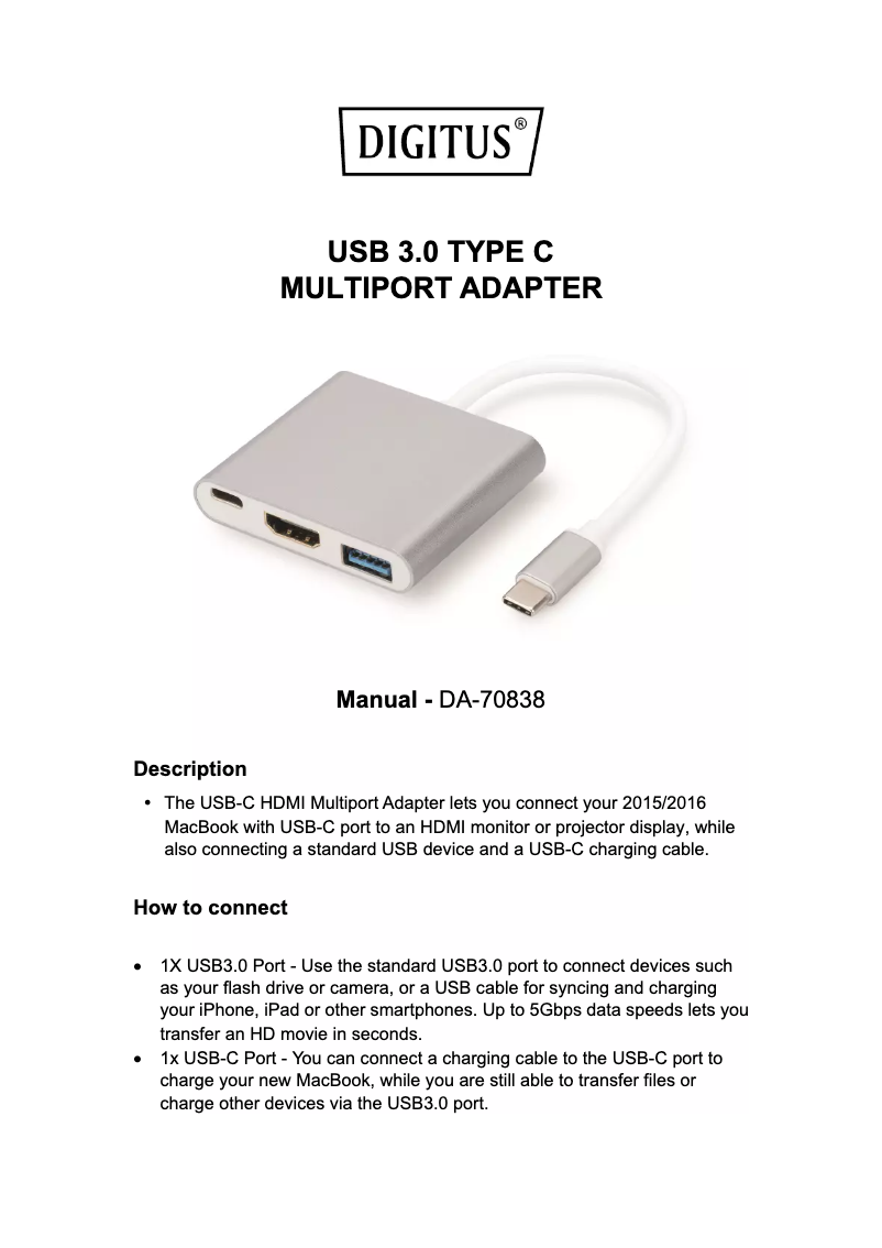 Image de la première page du manuel de l'appareil DA-70838