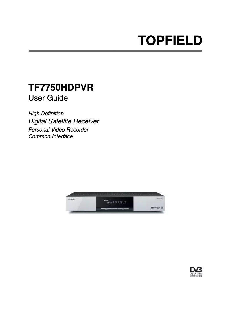 Page 1 de la notice Manuel utilisateur Topfield TF7750HDPVR