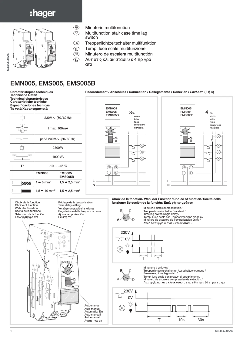 Page n°1 - Manuel utilisateur Hager EMN005