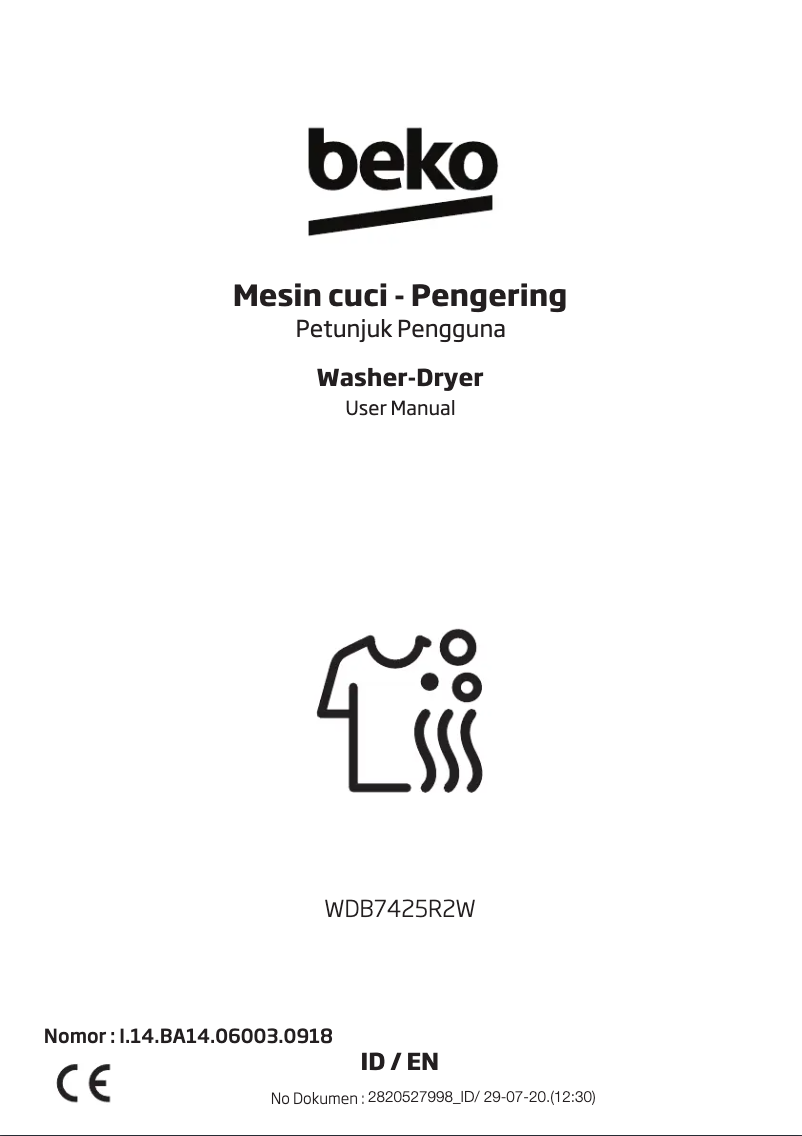 Image de la première page du manuel de l'appareil WDB7425R2W