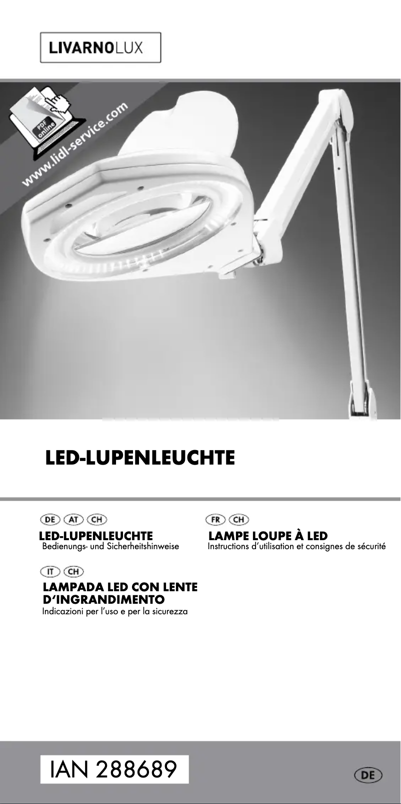 Page 1 de la notice Manuel utilisateur Livarno Lux IAN 288689