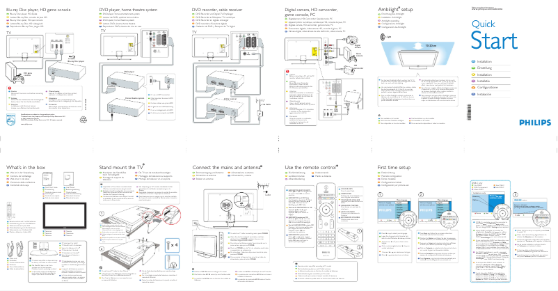 Page n°1 - Guide de démarrage rapide Philips 37PFL7603