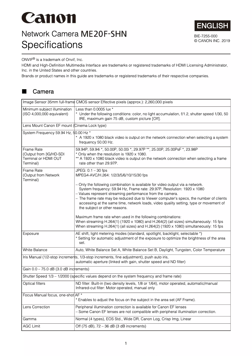 Image de la première page du manuel de l'appareil ME20F-SHN
