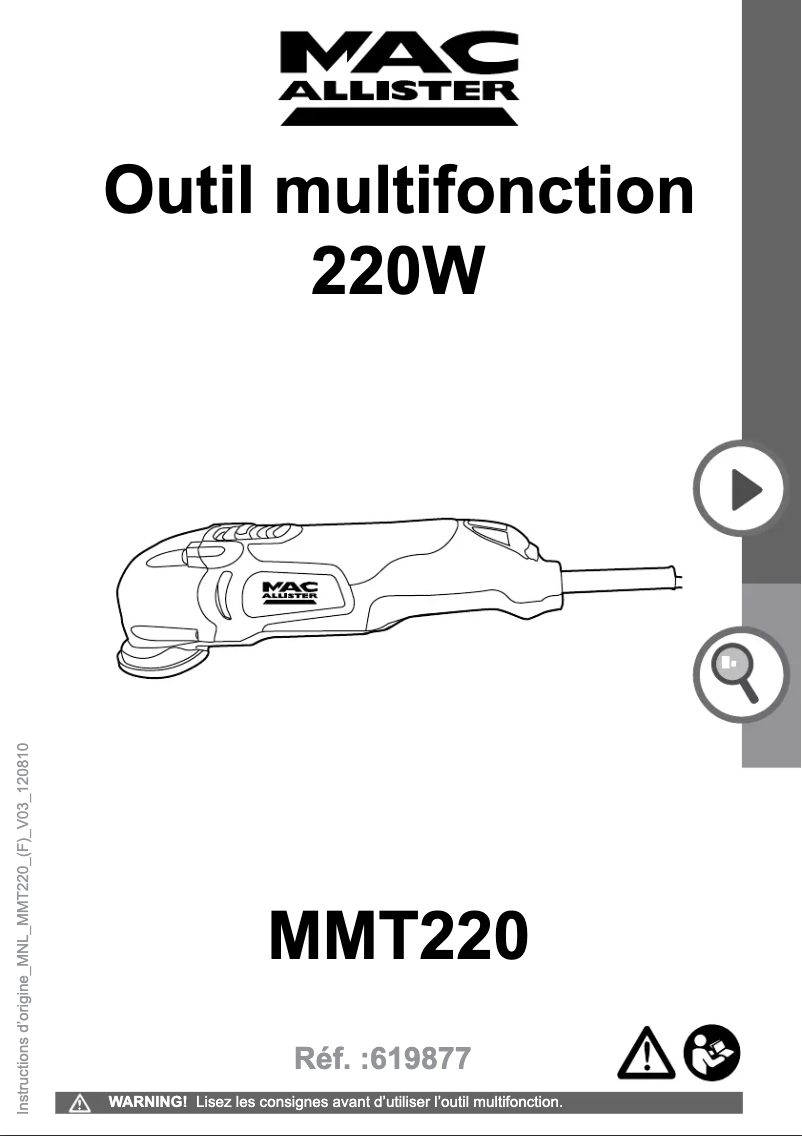 Image de la première page du manuel de l'appareil MMT220