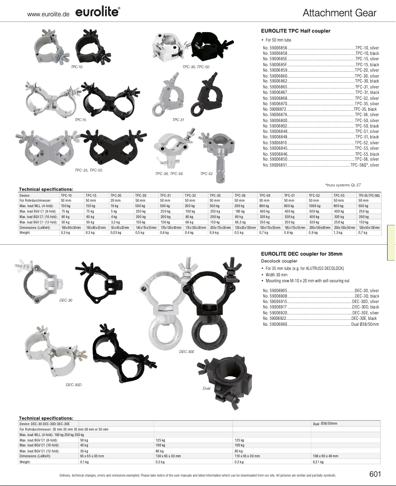 Page 1 de la notice Catalogue Eurolite DEC-30D