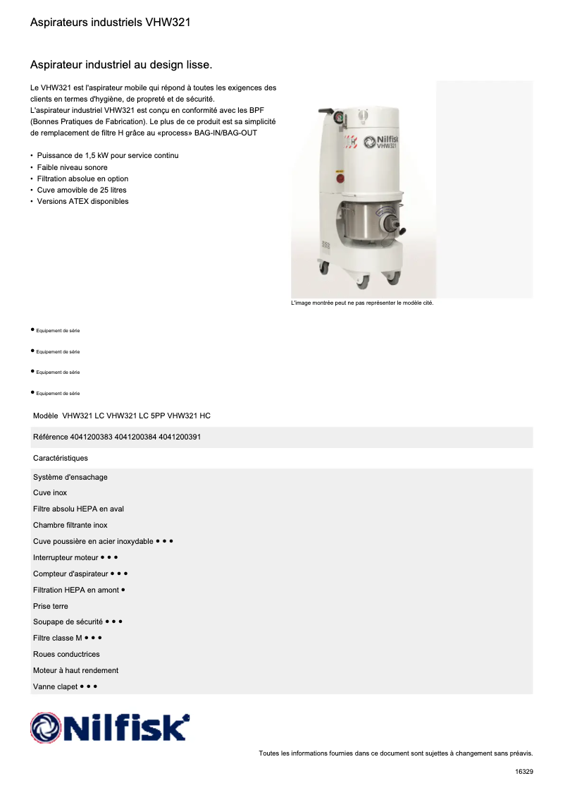 Image de la première page du manuel de l'appareil VHW321