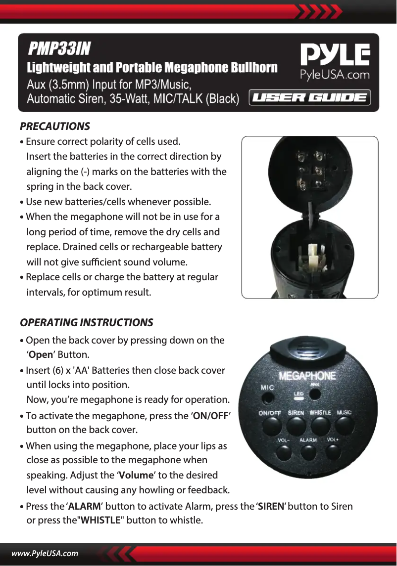 Page n°1 - Manuel utilisateur Pyle PMP33IN