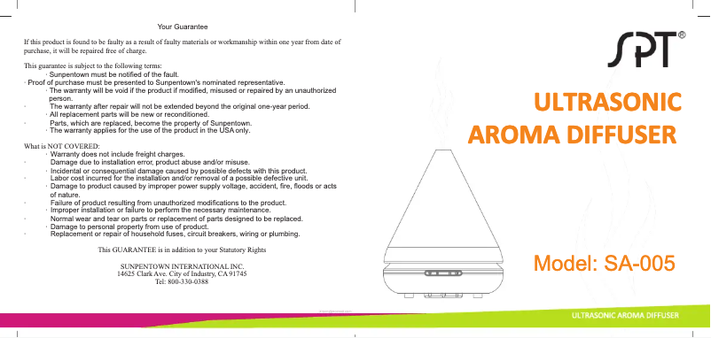 Page 1 de la notice Manuel d'utilisation et d'entretien SPT SA-005