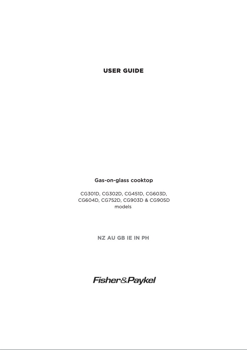 Page 1 de la notice Manuel utilisateur Fisher & Paykel CG903DNGGB1