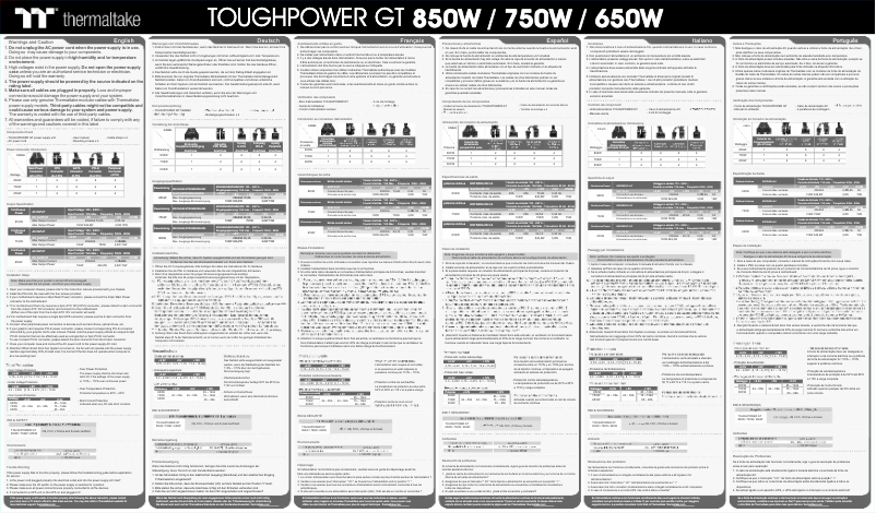 Imagen de la primera página del manual del dispositivo TOUGHPOWER GT 650W
