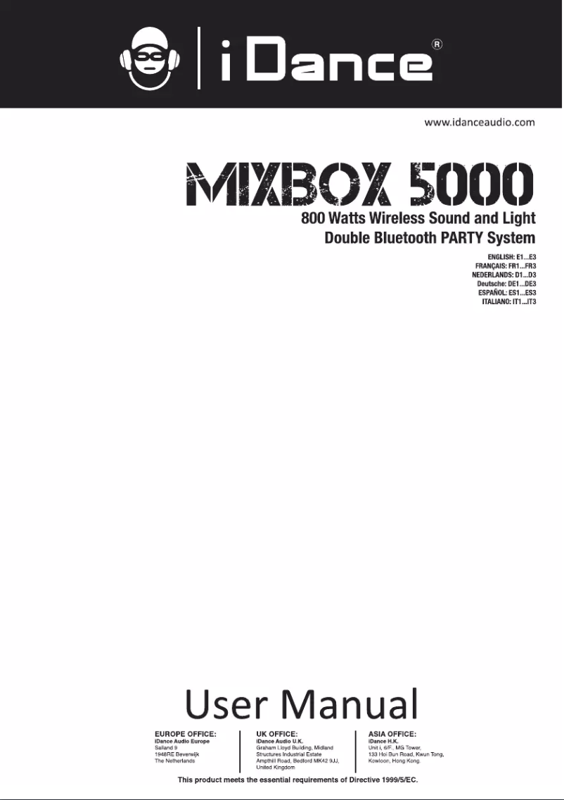 Page 1 de la notice Manuel utilisateur iDance Mixbox 5000