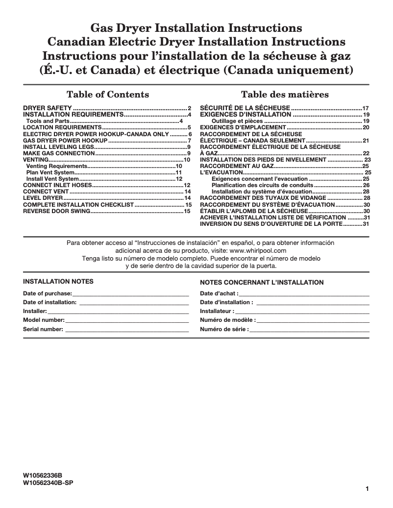 Page n°1 - Manuel utilisateur Maytag Bravos XL MGDB700BW