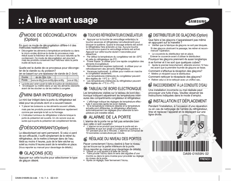 Page 1 de la notice Guide d'installation Samsung HM10ZHTS