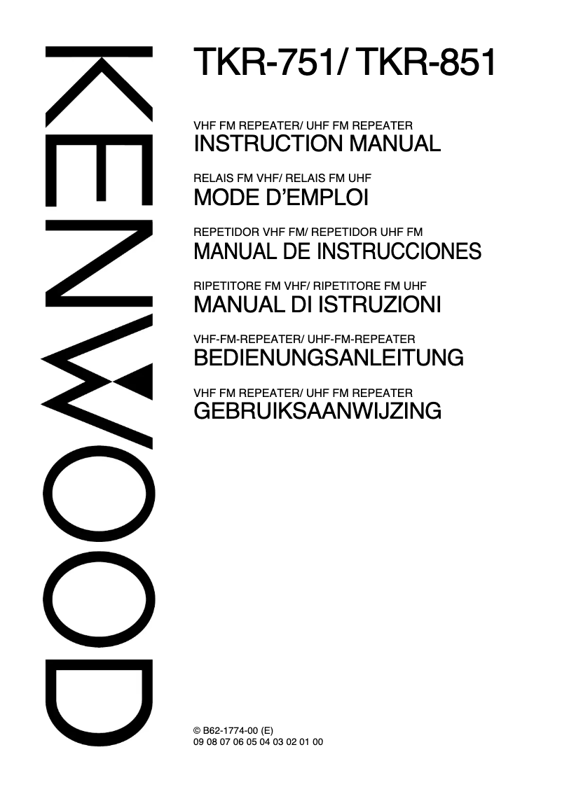 Page 1 de la notice Manuel utilisateur Kenwood TKR-851