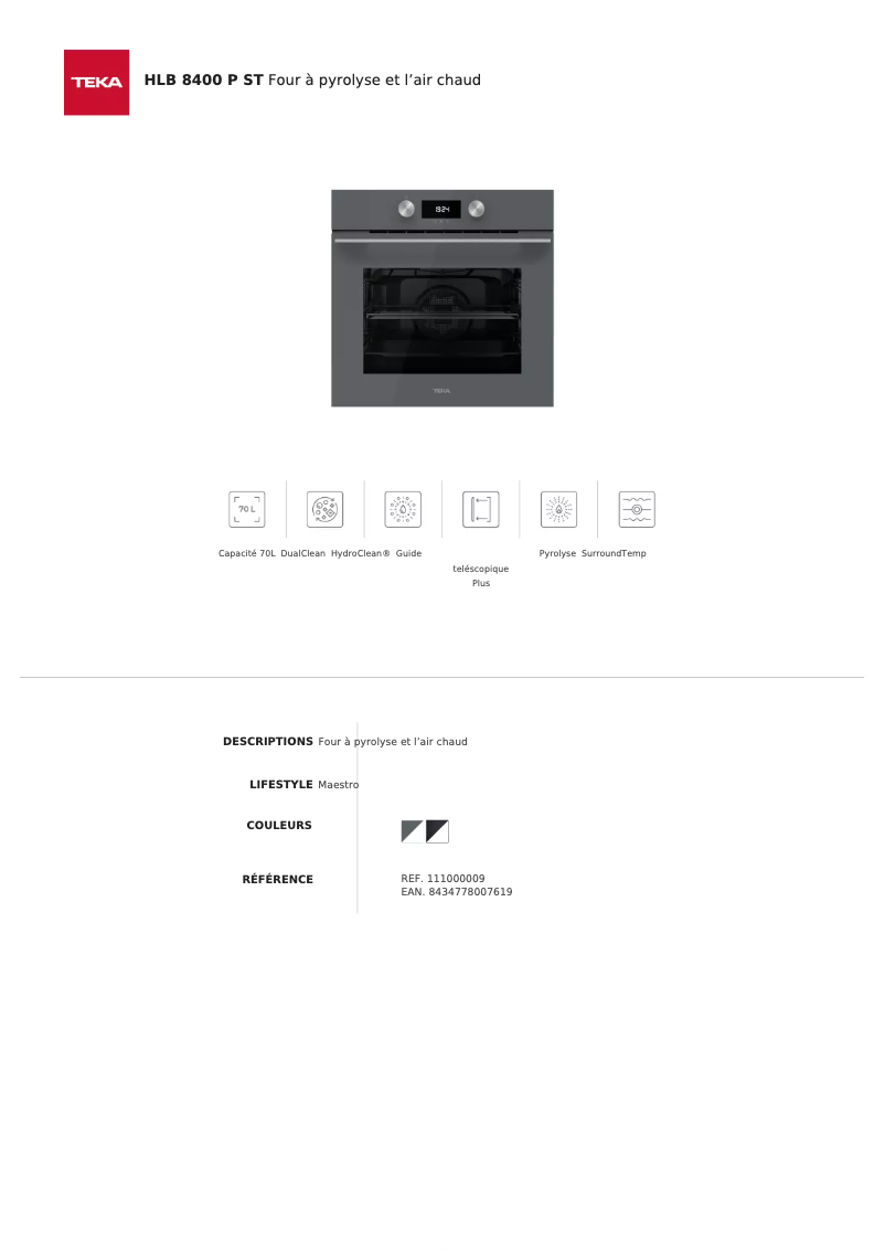 Página 1 del manual Ficha técnica Teka HLB 8400 P