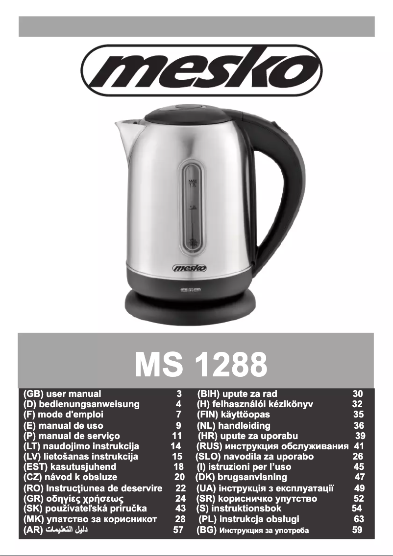 Page n°1 - Manuel utilisateur Mesko MS 1288