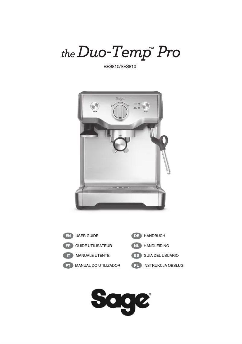 Page 1 de la notice Manuel utilisateur Sage the Duo-Temp Pro SES810