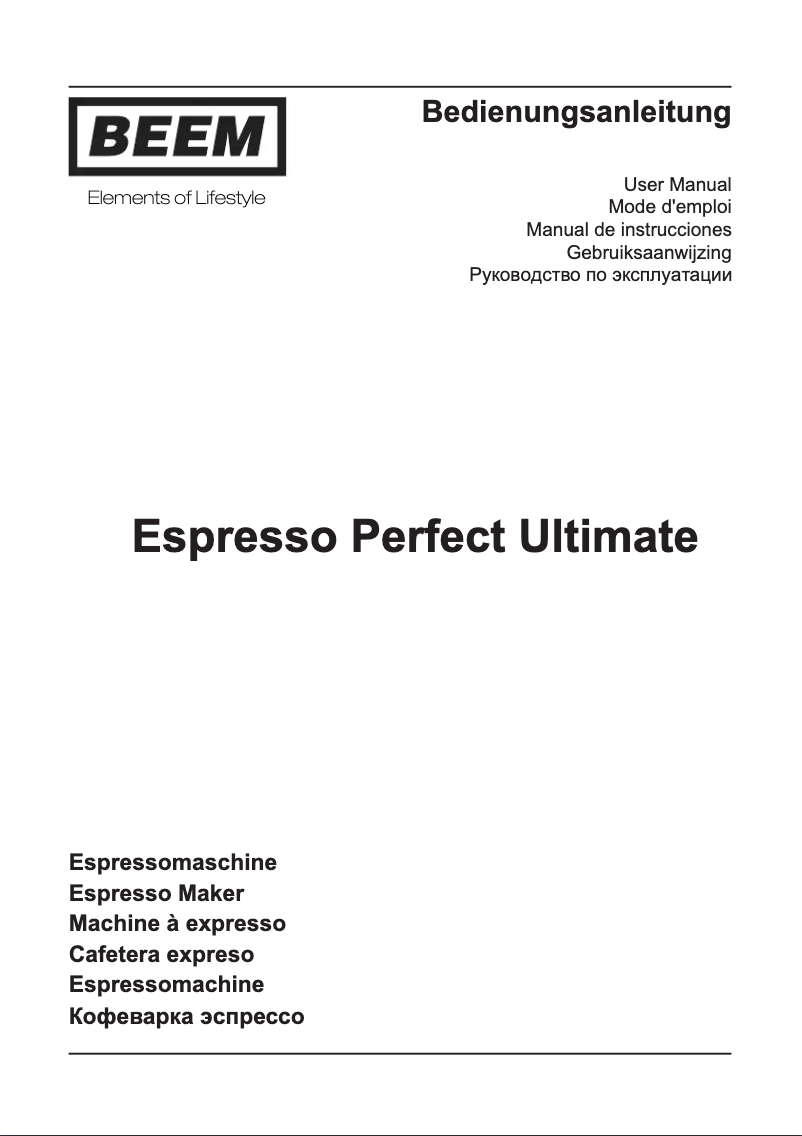 Page 1 de la notice Manuel utilisateur BEEM Espresso Perfect Ultimate