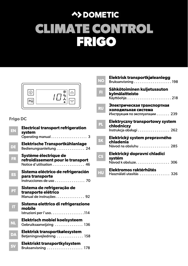 Imagen de la primera página del manual del dispositivo Frigo DC 3500