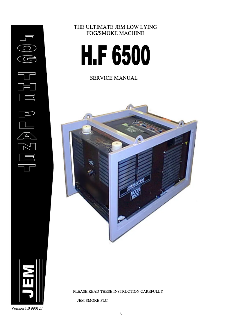 Image de la première page du manuel de l'appareil Jem Heavy Fog 6500