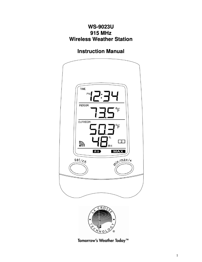 Image de la première page du manuel de l'appareil WS-9023U-IT