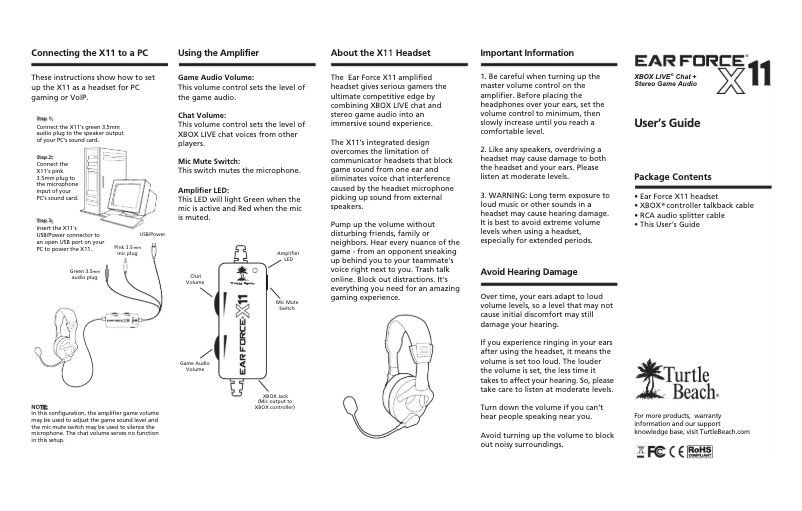 Page n°1 - Manuel utilisateur Turtle Beach Ear Force X11