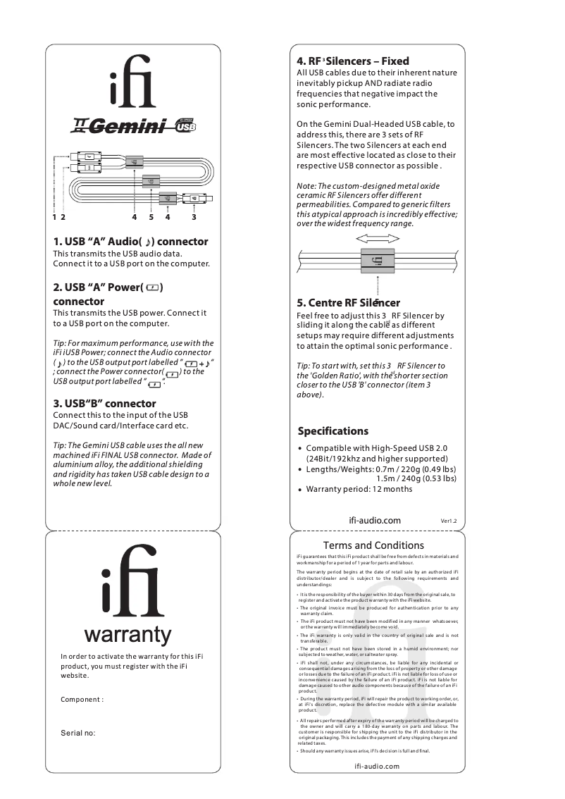 Page n°1 - Manuel utilisateur iFi Audio Gemini