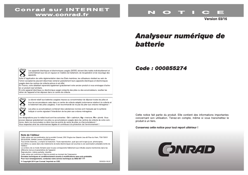 Page 1 de la notice Manuel utilisateur Argus AA 350