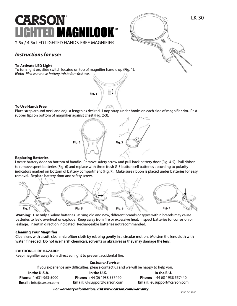 Page n°1 - Manuel utilisateur Carson LK-30