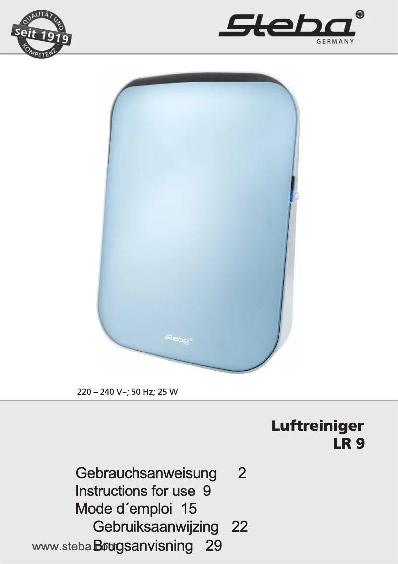 Image de la première page du manuel de l'appareil LR 9 Luftrein