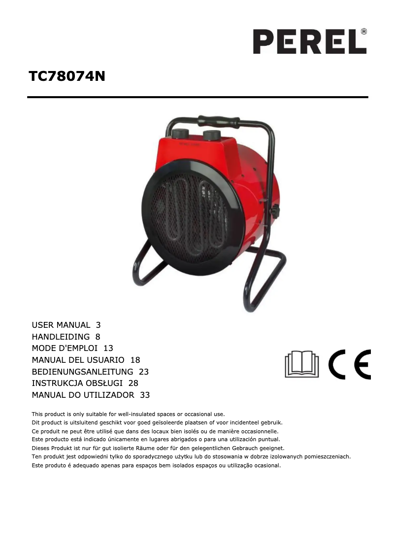 Page 1 de la notice Manuel utilisateur Perel TC78074N