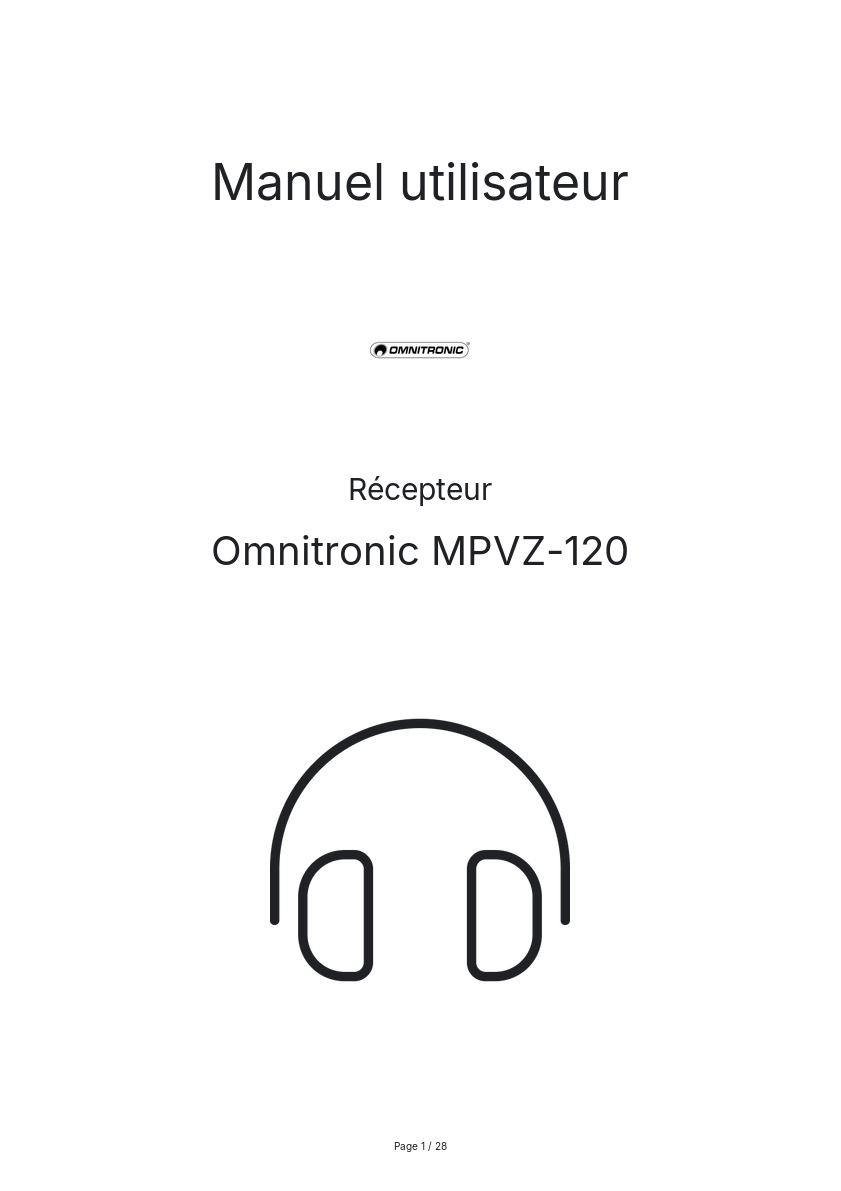 Page n°1 - Manuel utilisateur Omnitronic MPVZ-120
