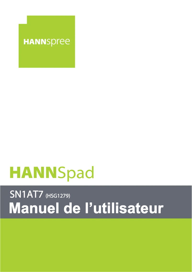 Page 1 de la notice Manuel utilisateur Hannspree HANNSpad SN1AT7