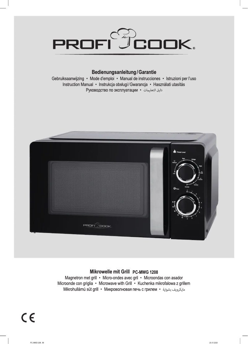 Page 1 de la notice Manuel utilisateur ProfiCook PC-MWG 1208