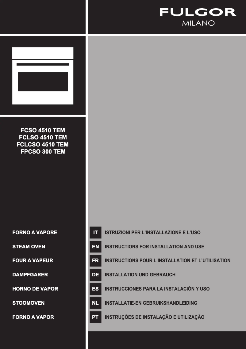 Page 1 de la notice Guide d'installation Fulgor Milano FPCSO 300 TEM X