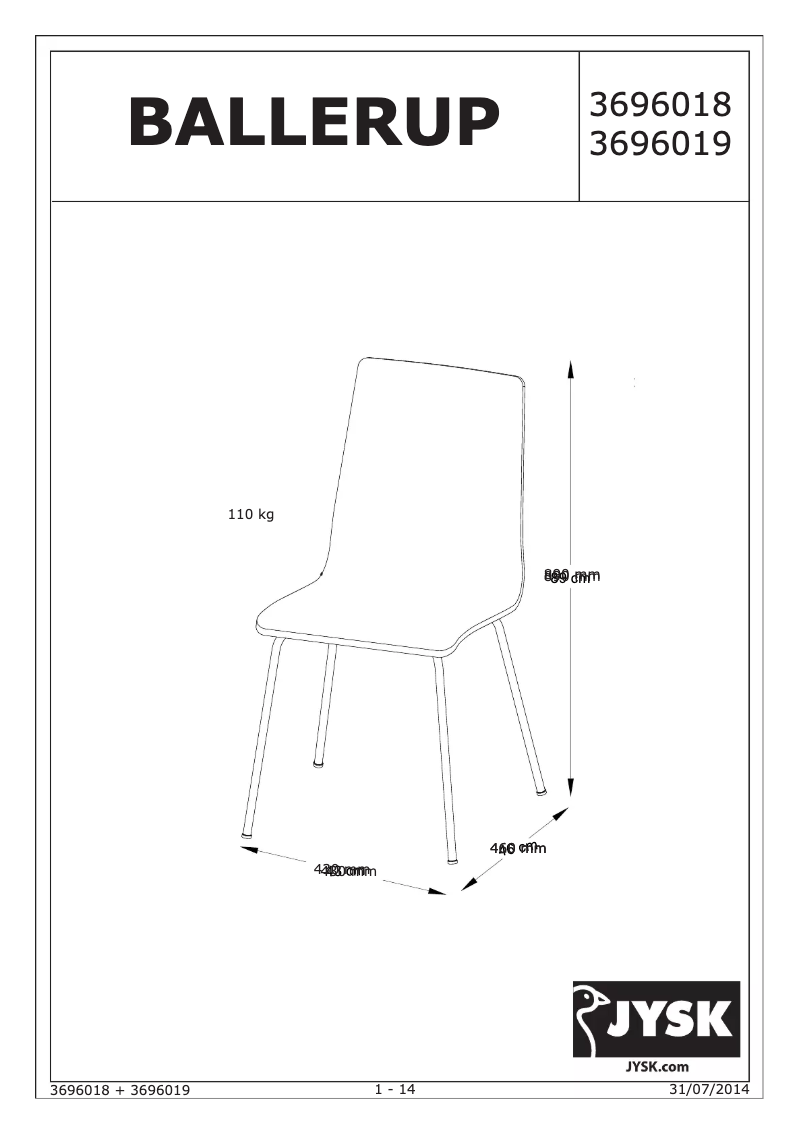 Page 1 de la notice Manuel utilisateur JYSK Ballerup