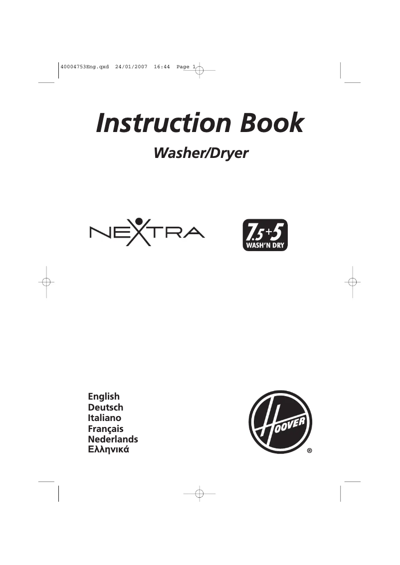 Page n°1 - Manuel utilisateur Hoover HNWF 6167-80