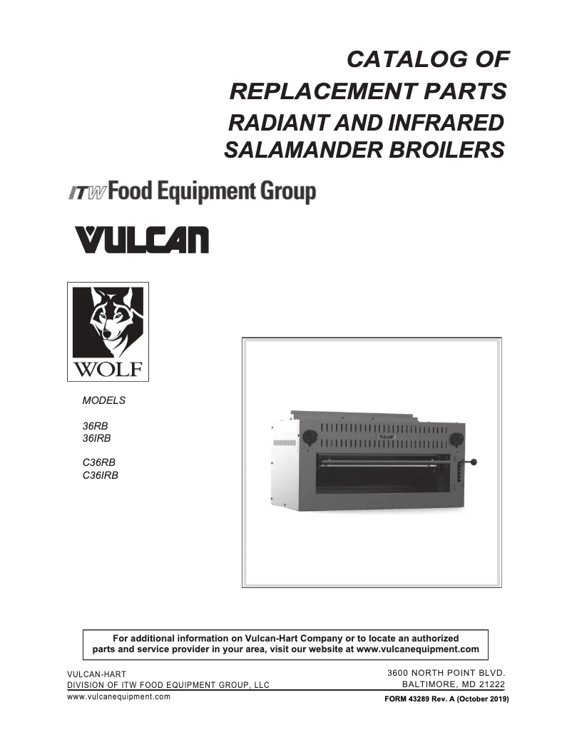 Página 1 del manual Catálogo Vulcan 36RB